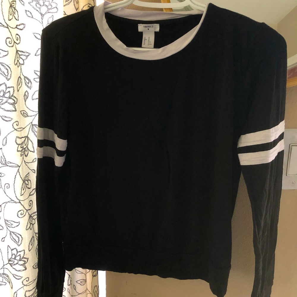 Forever 21 Black Jersey Long Sleeve Top Size XS